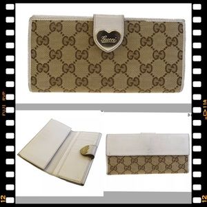 ❌SOLD❌Gucci Long GG Bifold Canvas Leather Wallet